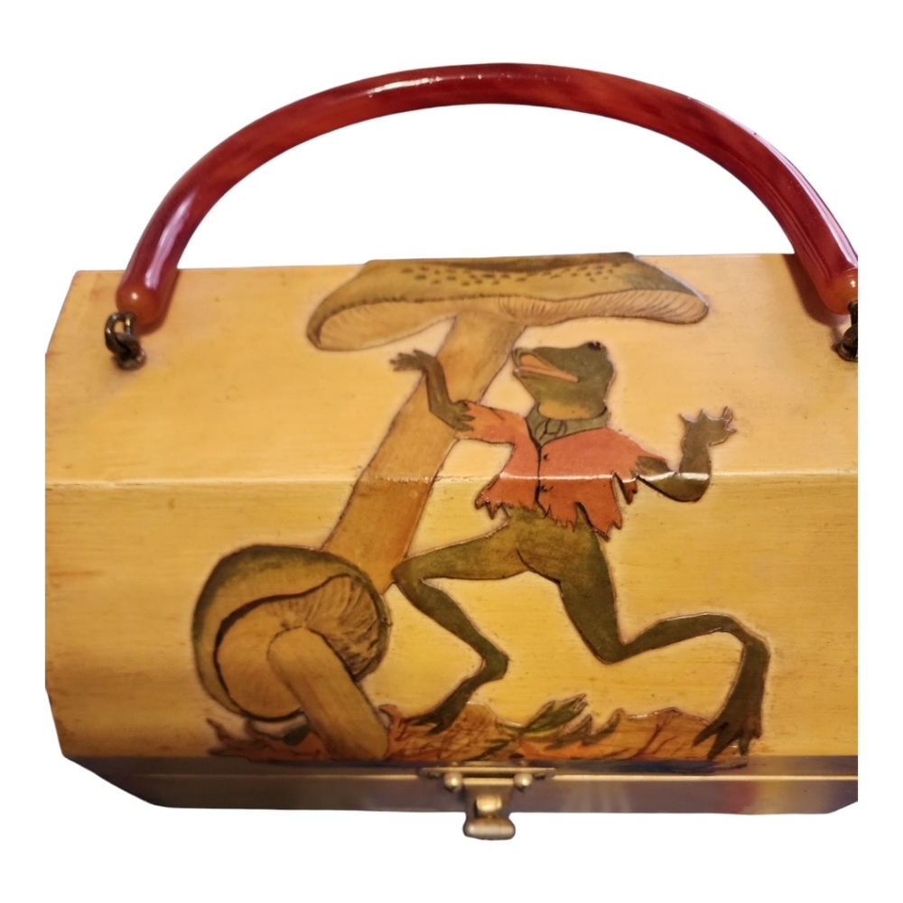 Vintage Wood Decopage Purse